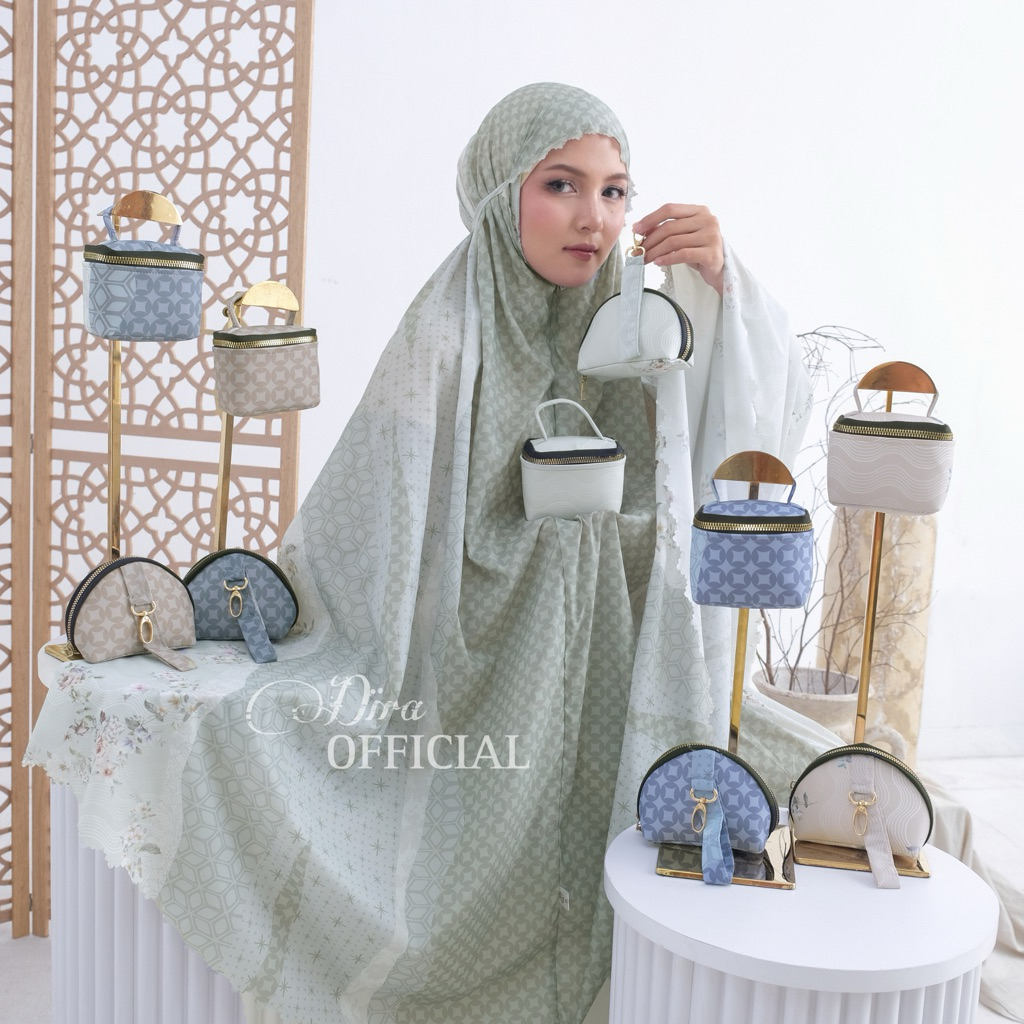 Dira - Mukena Traveling Parasut Premium Jumbo Motif 2 in 1 Set Sajadah Mukena Traveling Jumbo