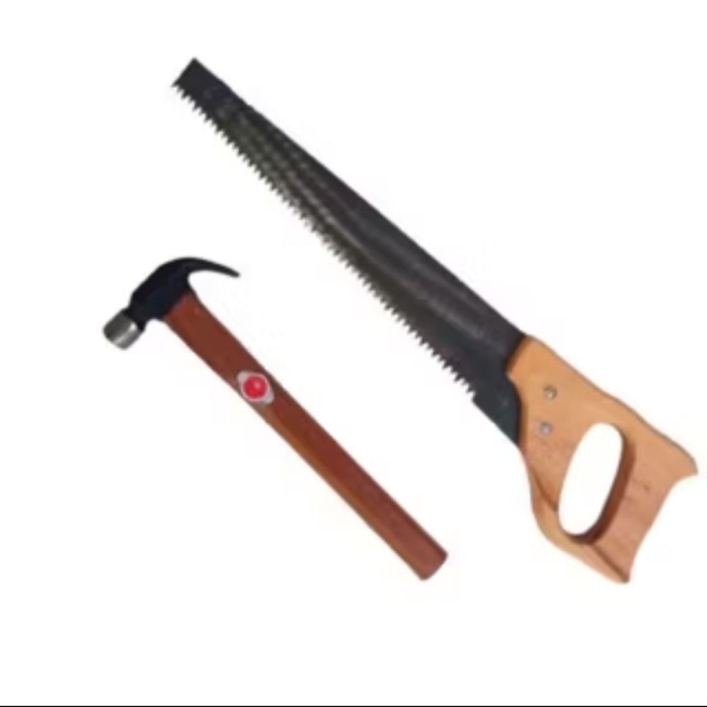 Paket Tukang Gergaji Palu - Alat 2in1 Paket Tukang Bangunan - Gergaji Baja Selendang Palu Paku
