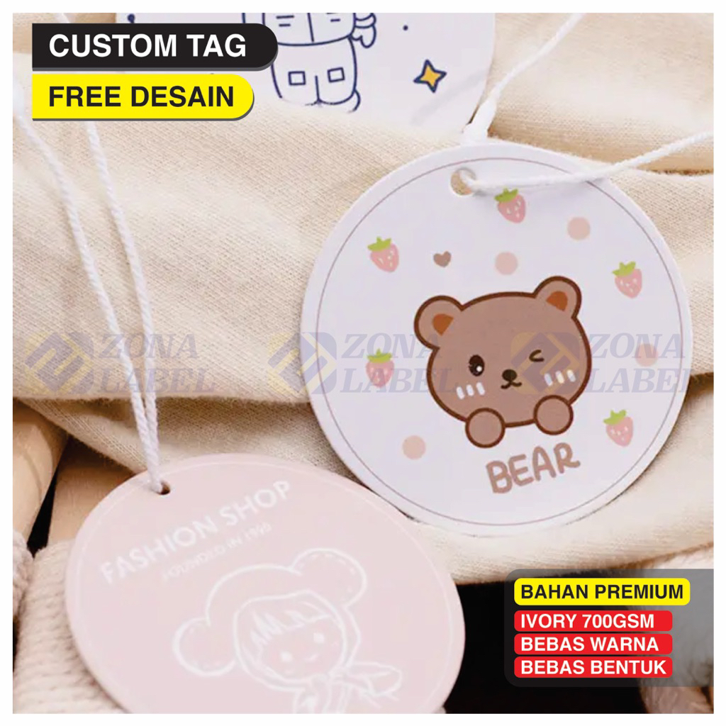 

( Free Desain ) Hangtag Tebal 700 gsm / Label Harga Baju / Hang Tag Aksesoris Label Baju