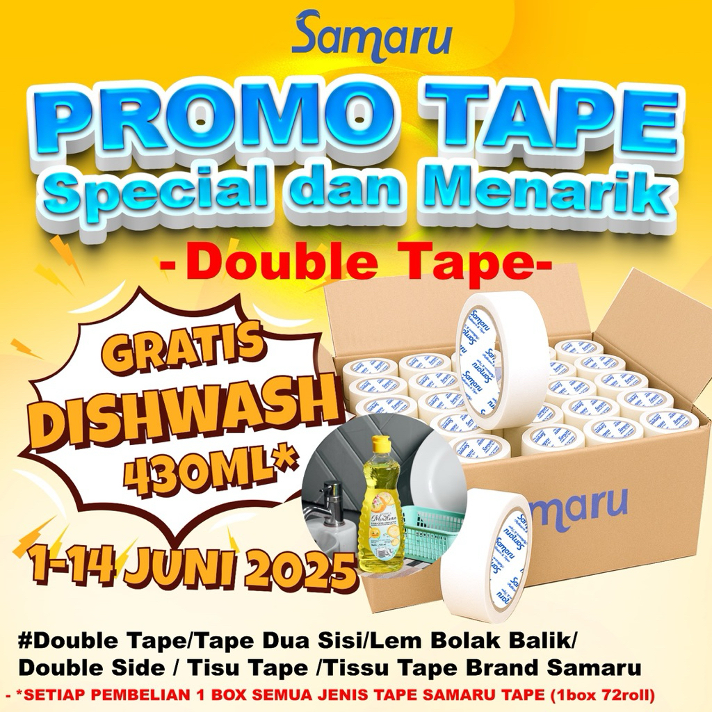

Double Tape/Tape Dua Sisi/Lem Bolak Balik/Double Side/Tisu Tape/Brand Samaru