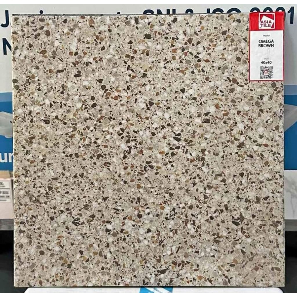 Keramik Teras 40x40 Motif Terazzo / Keramik Lantai Asia Omega Brown