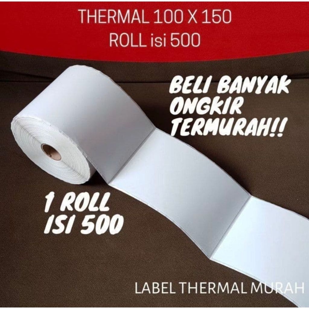 

KERTAS PRINTER RESI LABEL STIKER THERMAL 100X150 MM 500PCS A6