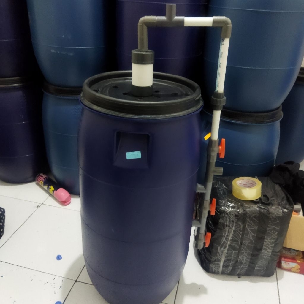 Wadah filter air sumur bor kapasitas 80L untuk menyaring zat besi, kuning, dan bau, tinggi 81 cm dia