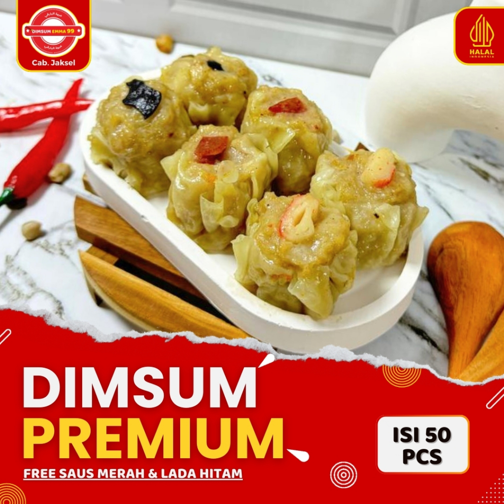 

Dimsum Siomay Mix Ayam Frozen 50 pcs Free Saus Merah & Lada Hitam Halal