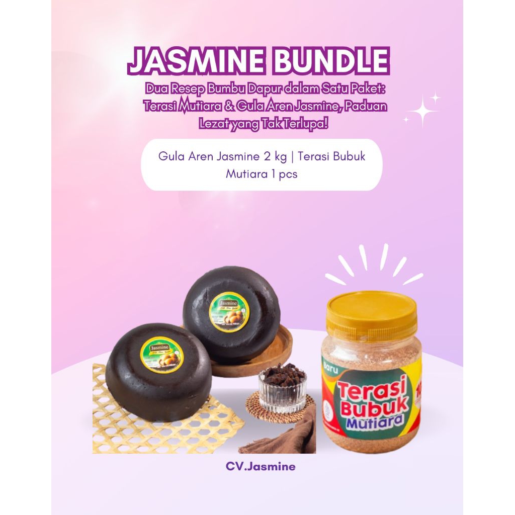 

PAKET HEMAT BUNDLING GULA AREN, GULA BATOK AREN, GULA SEMUT AREN jasmine aren PREMIUM, TERASI BUBUK TERASI UDANG mutiara PREMIUM