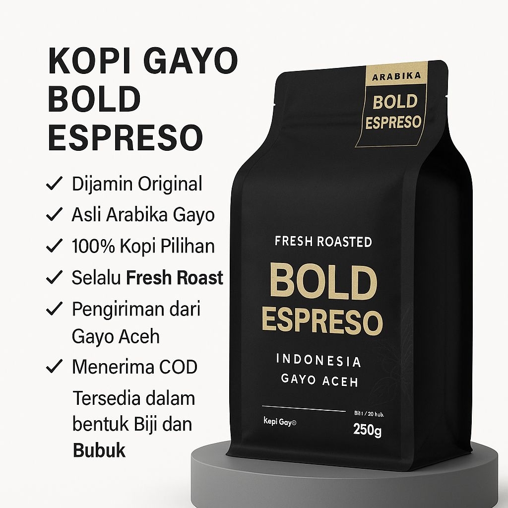

Rasakan Sendiri Kenikmatan Kopi Tunggal/Lanang Bold Espreso Arabika Aceh Gayo Grade 500gram - RJ Coffee - Bubuk kopi/Biji