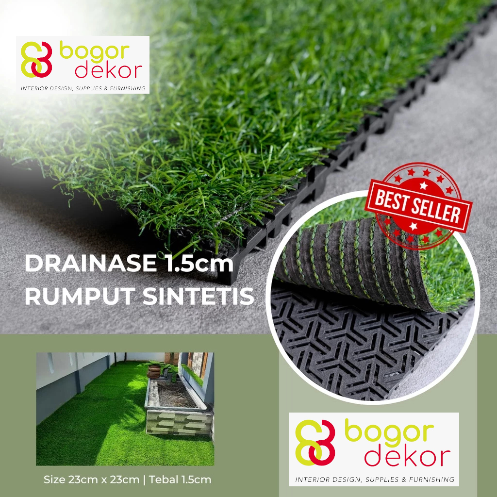 Drainase Rumput Sintetis Tebal 1,5 cm / Alas Rumput Anti Lembab / Alas Rumput Sintetis Murah / Grati