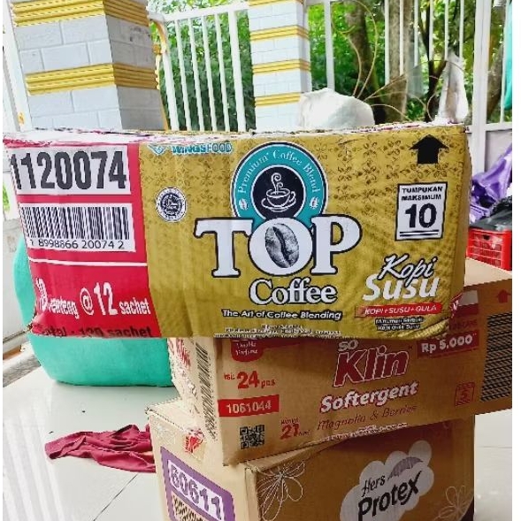

top kopi susu 1karton isi 10renteng 12 saset