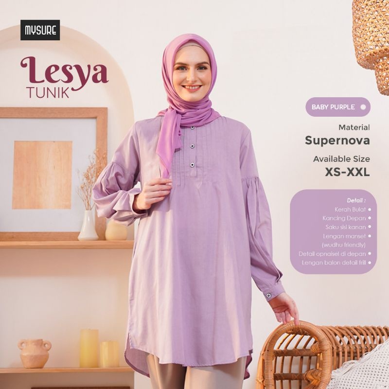 Atasan Tunik Wanita by Mysure / Lesya Baby Purple & Salmon / SIAP KIRIM
