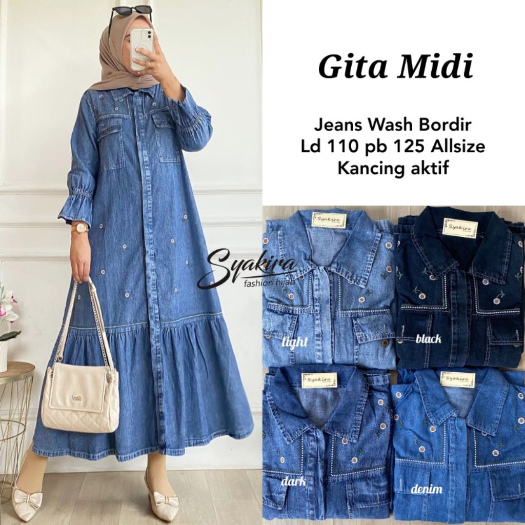 Gita Midi Dress by Syakira Realpict 4 Warna