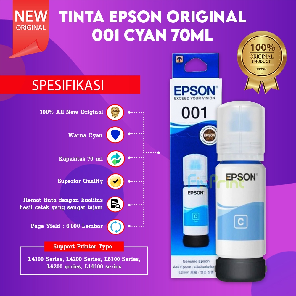 EPSON 001 CMYK C13T03Y Tinta Original L6260 L6270 L6290 L14150 L6190 L6170