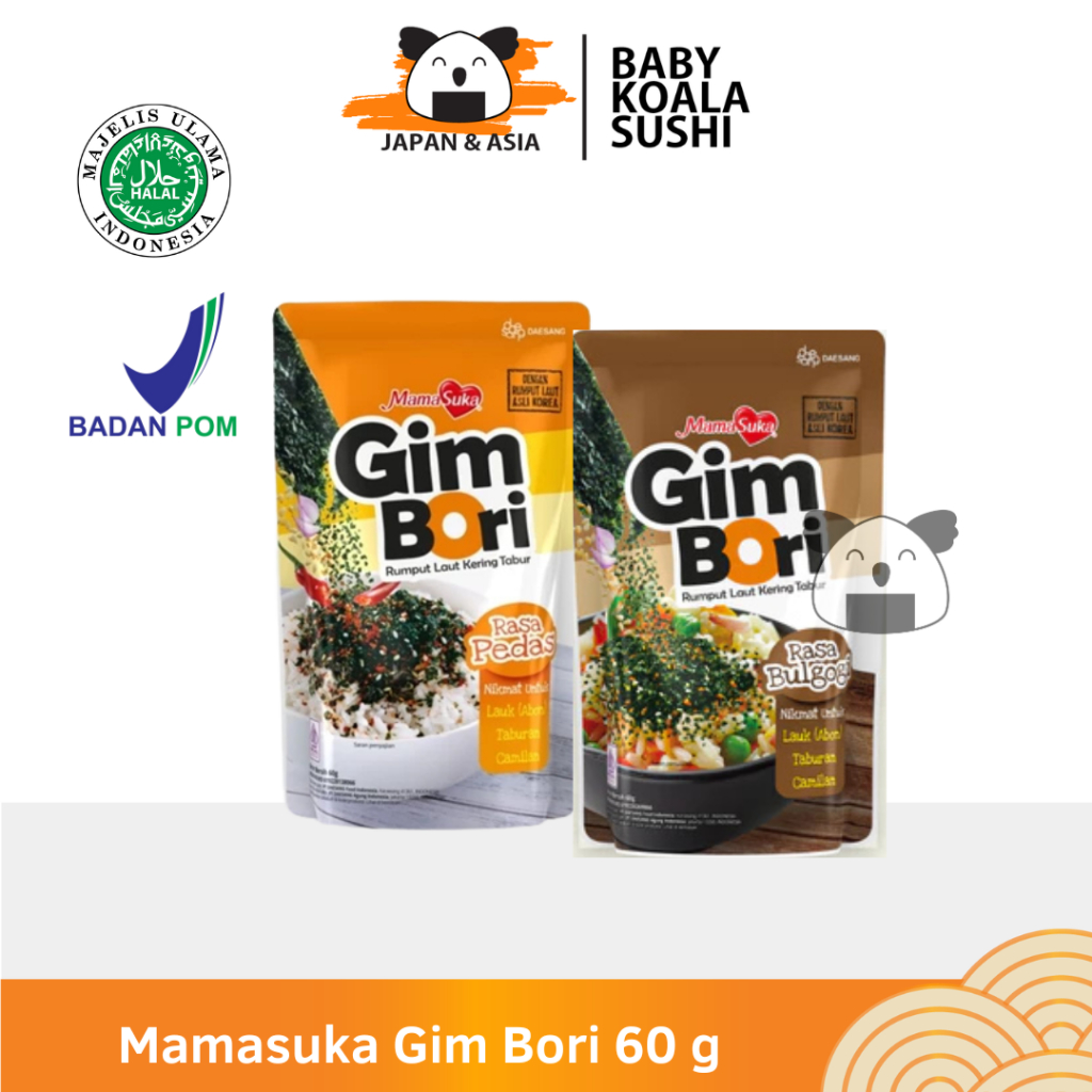 

MAMASUKA Gim Bori 60 g Halal | Original Spicy Bulgogi Taburan Rumput Laut Kering