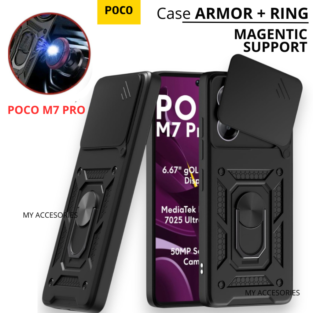 Case ARMOR RING Standing Xiaomi POCO M7 PRO C71 F6 F5 F4 GT F3 M6 M5 M5S M4Pro M3 Pro Softcase ROBOT