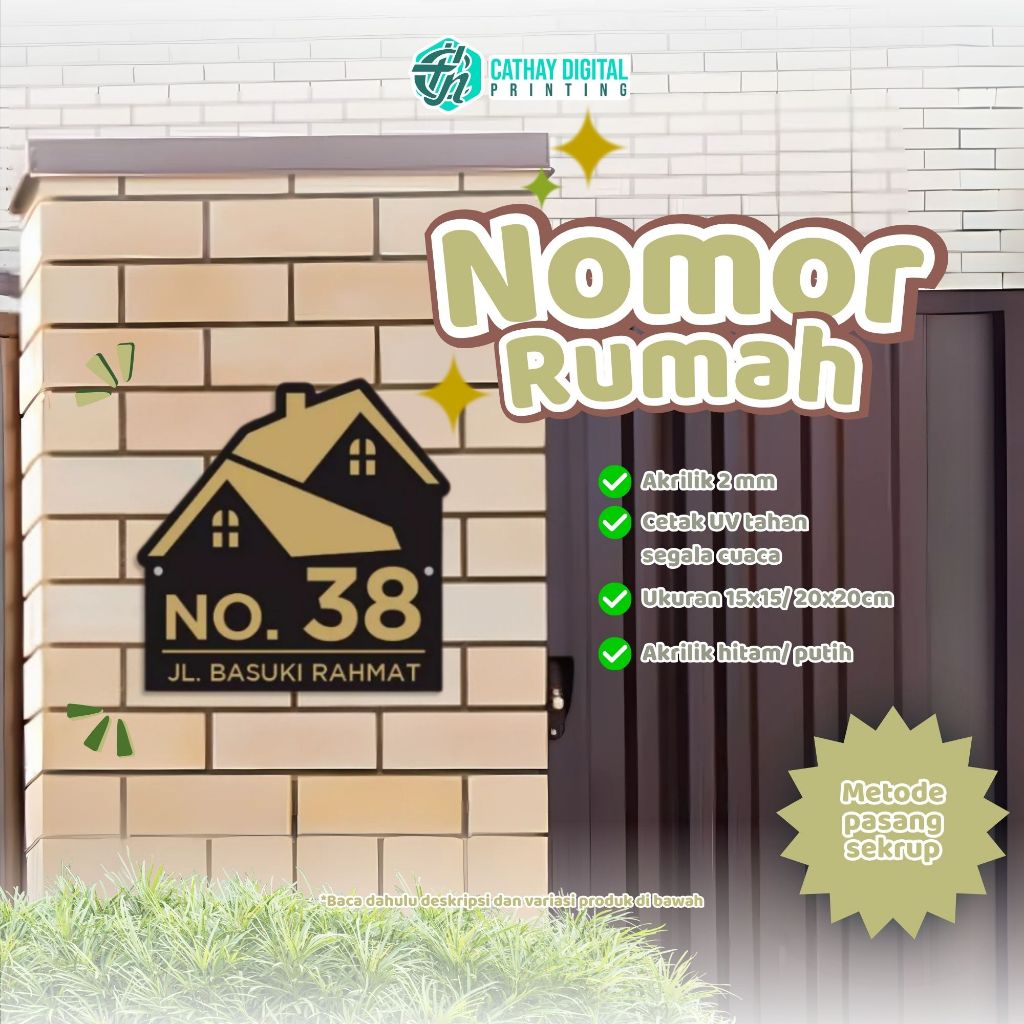 Nomor Rumah 15x15 CM & 20x20 CM ANTI AIR / HOTEL KOS VILLA PENGINAPAN FREE DESAIN / BAHAN AKRILIK SU
