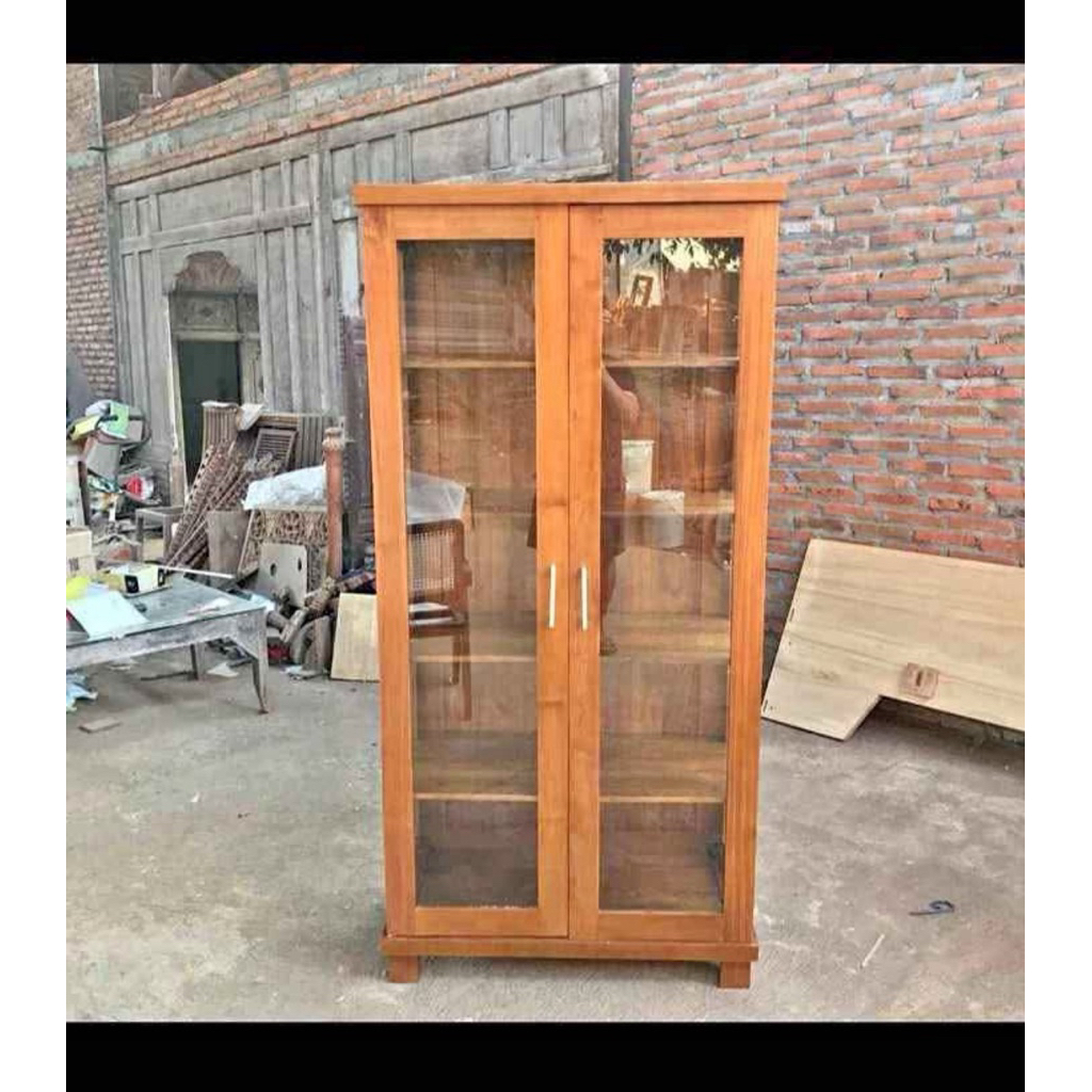 Lemari hias kayu jati Lemari buku 2 pintu jati Lemari serbaguna kayu jati