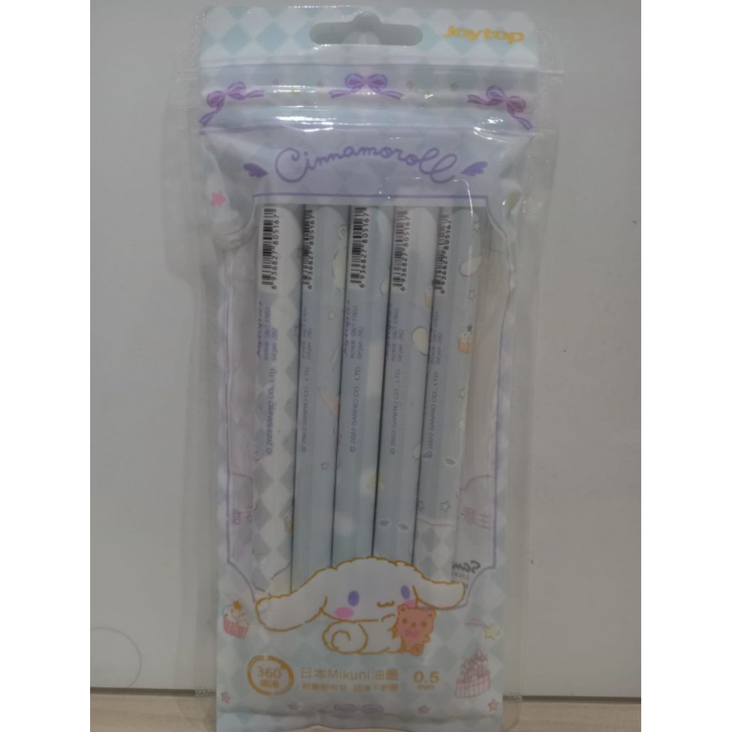 

Joytop 2962-1 Sanrio Cinnamoroll Balpoint Cetek Set 5 Pcs Tinta Hitam Gel 0.5 Mm