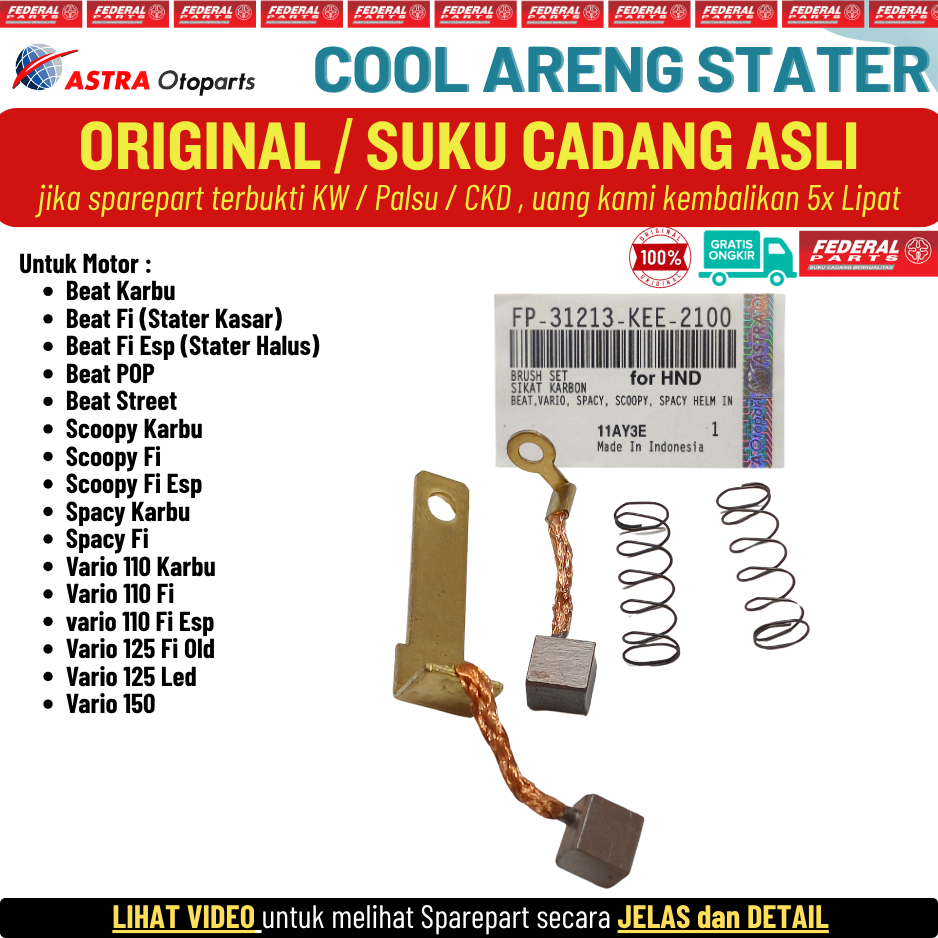 Arang Areng Cool Kul Stater Dinamo Beat Fi POP Street Scoopy Spacy Vario 110 125 150 Karbu Original