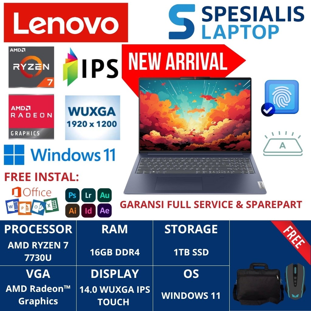 Promo Laptop Baru LENOVO Ideapad Flex 5 14 Touch AMD Ryzen 7 7730U 16GB 512GB SSD W11 IPS Original