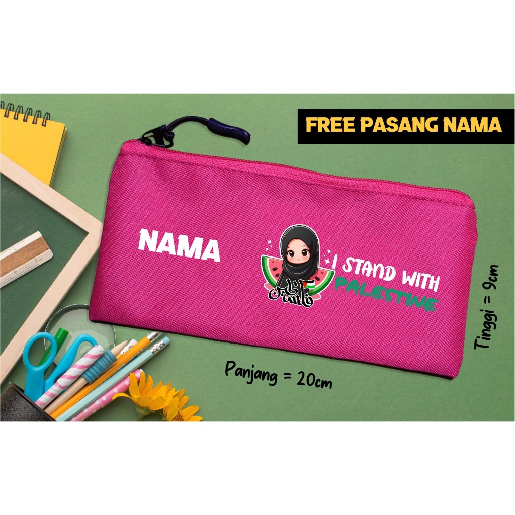 

Gratis Sablon Nama Anak Pouch Tempat Pensil Anak Perempuan Bahan Cordurra Kotak Cepuk Pensil