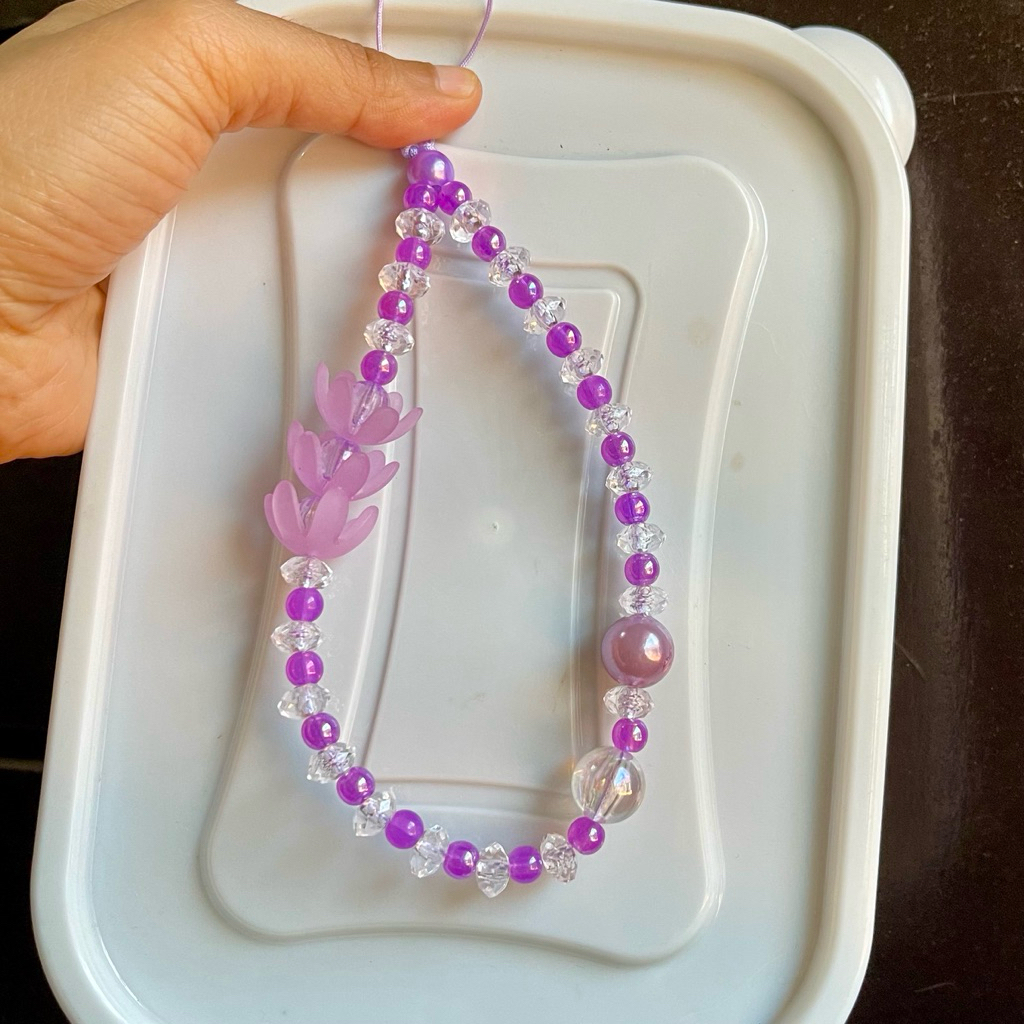Strap phone / Gantungan hp mutiara warna Ungu Lilac