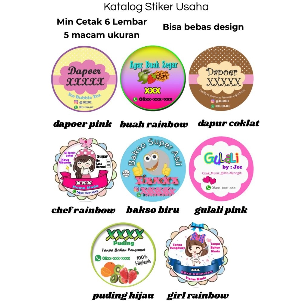 

Stiker Kue / Stiker Makanan / Stiker Usaha Bentuk Bundar 7cm