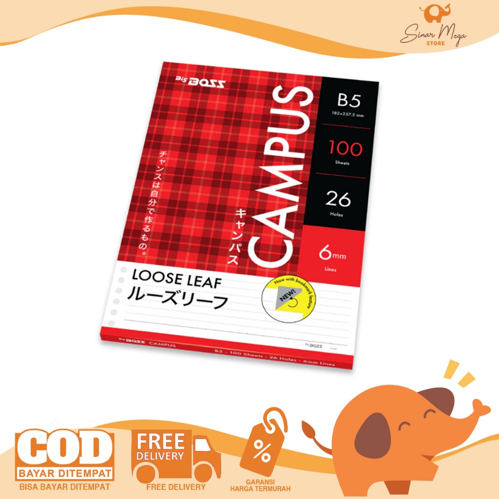 

Big Boss Isi Loose Leaf / Isi Binder Ukuran B5 100 Warna Warni