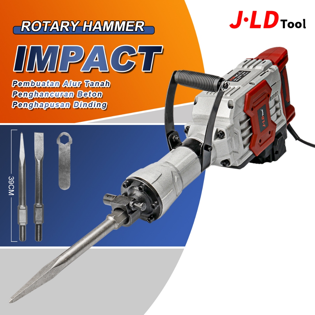JLD Mesin Jack Hammer Bobok Beton 1800W Demolition Hammer 100% Baru Asli Promo Gratis Pahat Pahat be