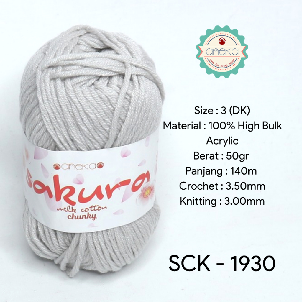 ANEKA - Benang Rajut Katun Susu Sakura Milk Cotton Chunky - 1930