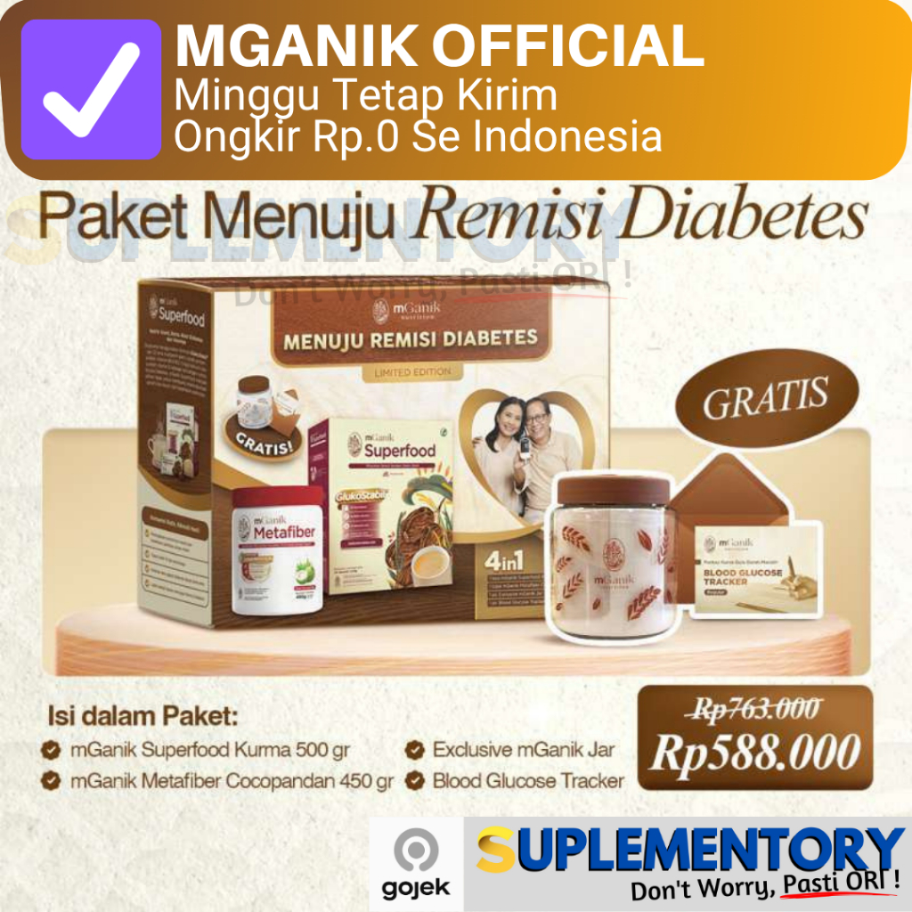 

Paket Remisi Diabetes Mganik Metafiber Cocopandan 450gr + Superfood Kurma 20sc 4in1
