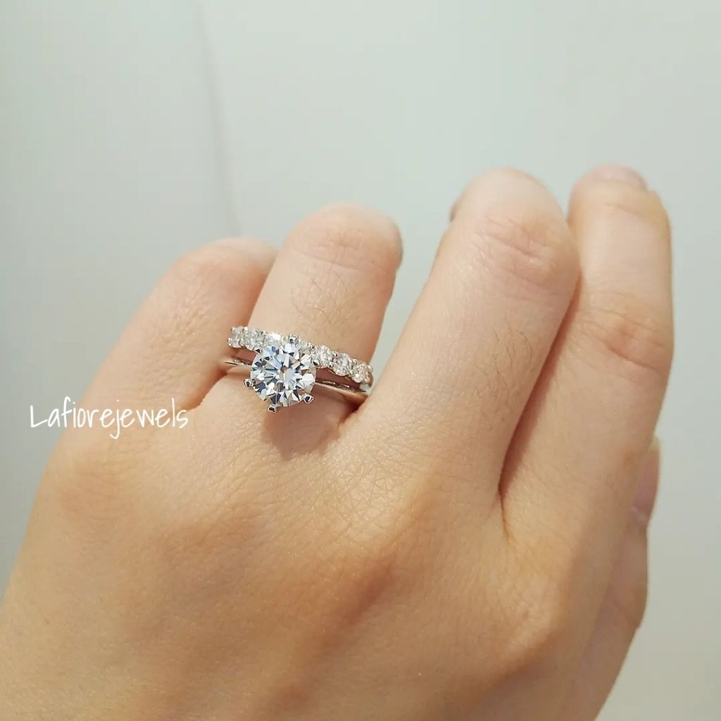 Cincin Moissanite 2ct, Eternity Band Moissanite, Set Cincin Moissanite