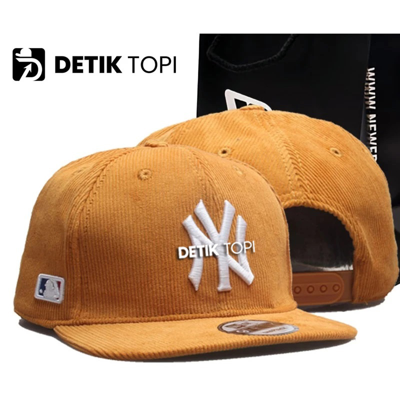 Topi Corduroy Corduro NY Kuning Mustard Snapback Logo Bordir IMPORT