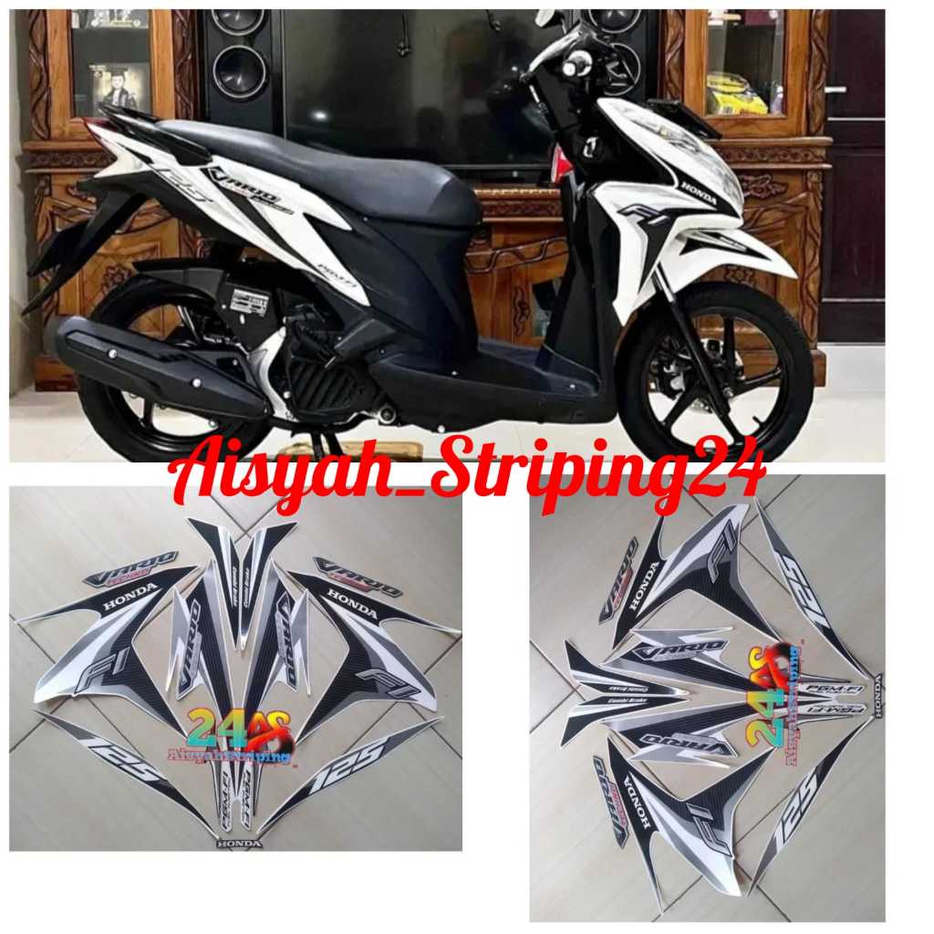 stiker striping sticker Lis les body motor Honda vario techno 125 old 2014 putih
