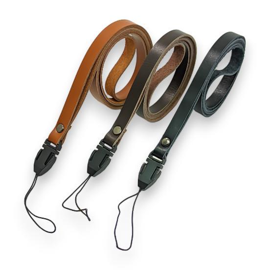 

Lanyard Gantungan Serbaguna Free Karet Oring / Tali Strap Hp Kamera Kulit Coklat Tan Multifungsi