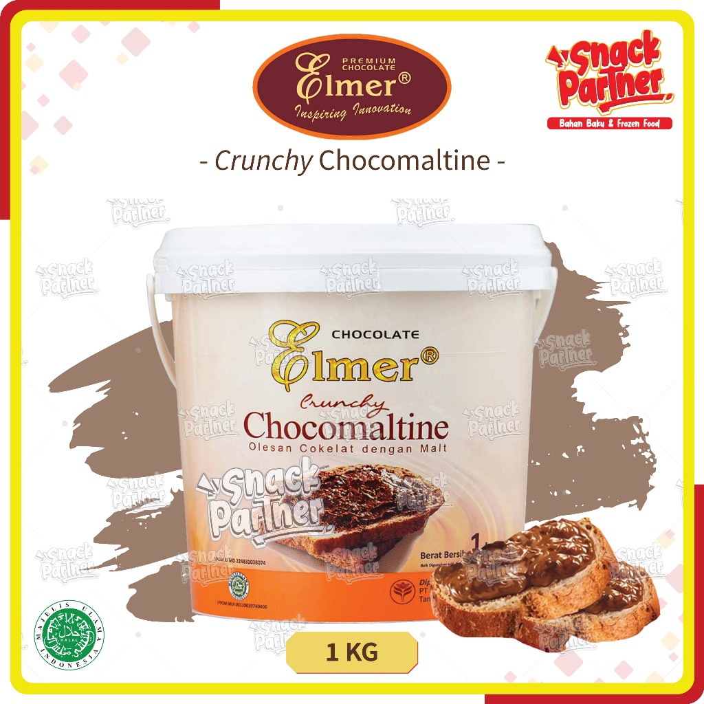 

ELMER CHOCOMALTINE 1 KG / REPACK 200 GR - CRUNCHY SPREAD - Topping Selai Eimer Dark Choco Coklat Chocolava Chocomaltine Collins Goldenfil