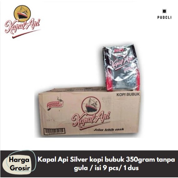 

Kapal Api Silver Kopi BubuK 350 gram tanpa gula / isi 9 pcs / 1 dus