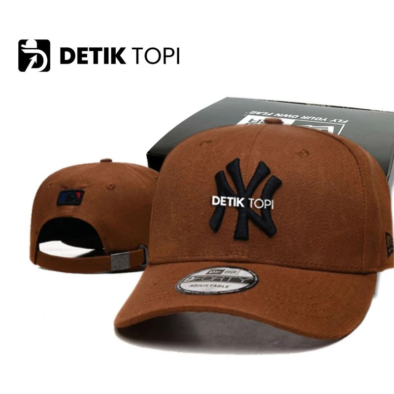 Topi NY Baseball Cap New York MLB Brown Black Logo Bordir IMPORT