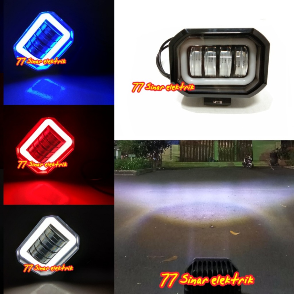 Lampu Tembak Sorot LED Cwl 4 Mata Kotak MYTH Lensa 6D Lampu Tembak Led 4 Mata