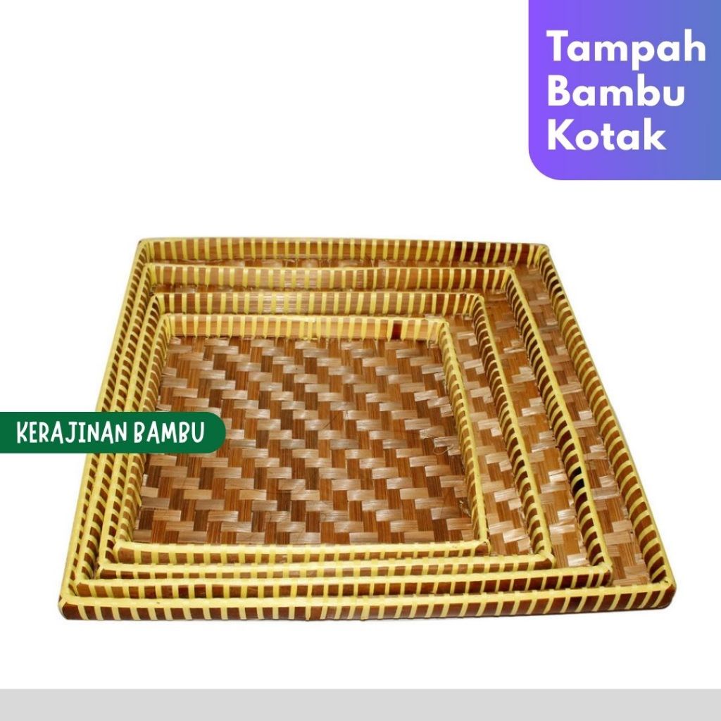 KERAJINAN BAMBU - KERAJINAN BAMBU - TAMPAH BAMBU KOTAK / NAMPAN KOTAK BAMBU / ,TRADISIONAL