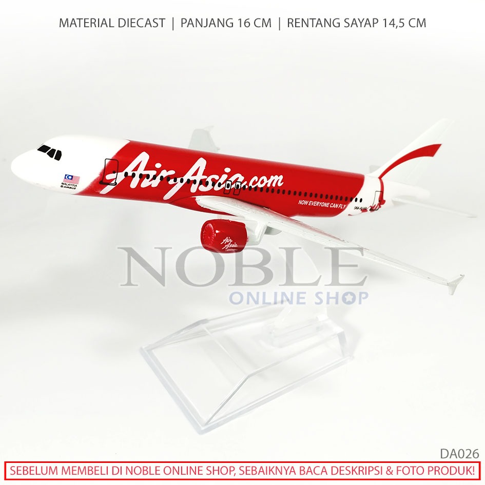 Pesawat Terbang AIR ASIA com 9M-AHR Diecast Replika Miniatur Hobi Toys Koleksi Mainan Kendaraan Band