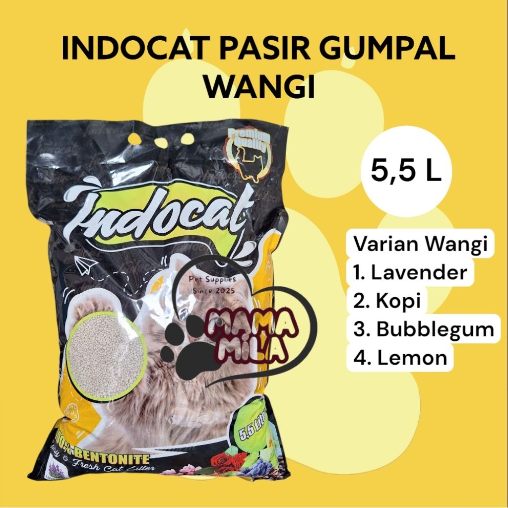 INDOCAT Pasir Gumpal 5.5L Wangi Pasir Kucing Murah