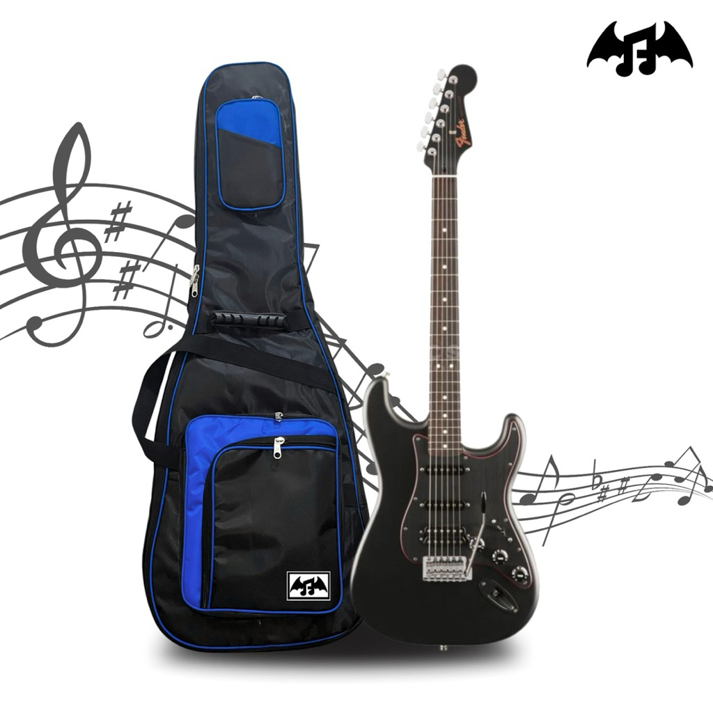 AF Case - Tas Gitar Elektrik / Softcase Gitar Listrik Melody Basic Ransel | Warna Hitam&Biru | BUSA 
