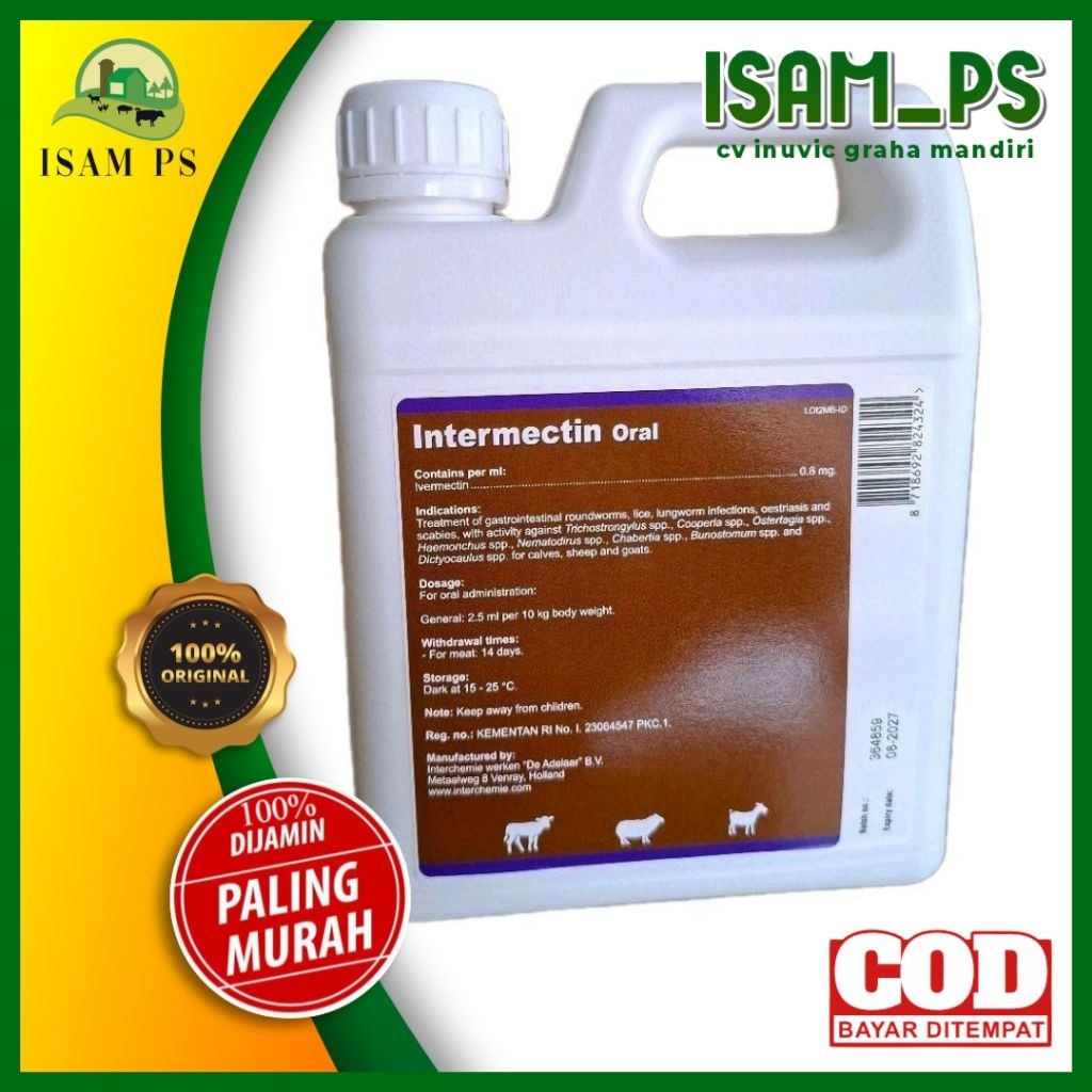 INTERMECTIN ORAL 1liter-obat cacing gudik sapi kambing babi