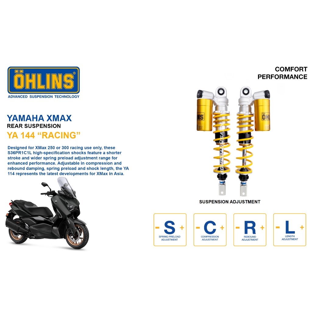 SHOCK BELAKANG OHLINS YAMAHA XMAX 250 RACE VERSION 100% ORI - YA 114