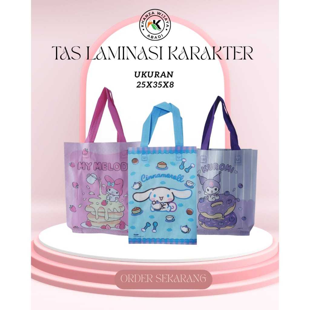 

Tas Laminasi Karakter uk 25x35 / Tas Box Laminasi Sanrio / Goodie Bag Ulang Tahun Anak / Harga Satuan