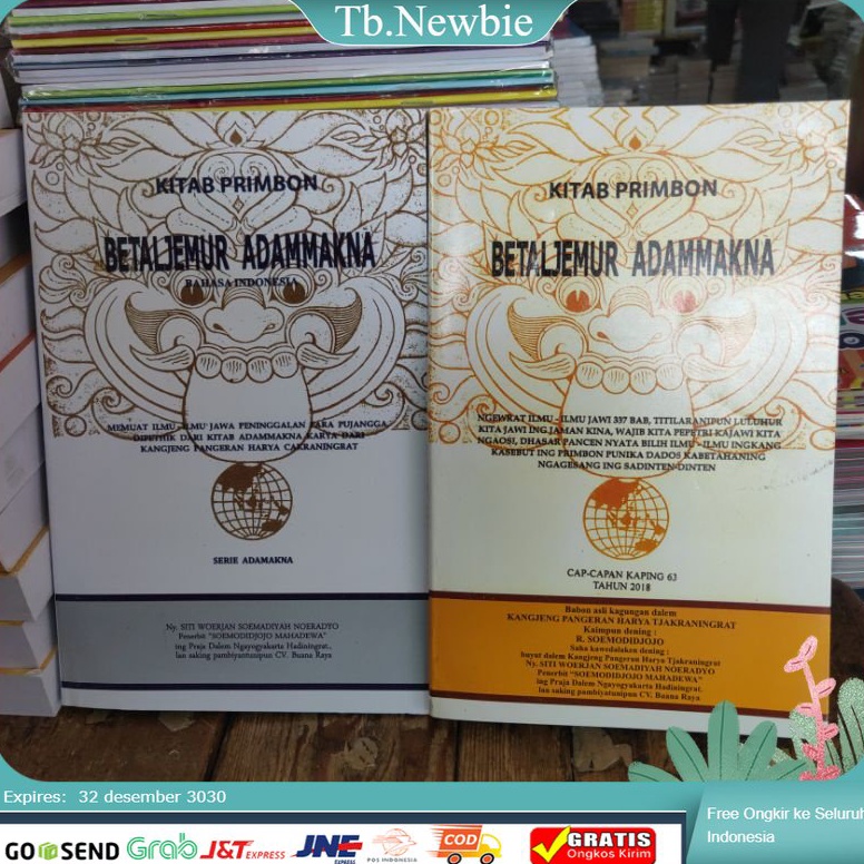 KODE C6H Paket 2 buku Kitab primbon Betaljemur Adammakna bahasa Indonesia  jawa