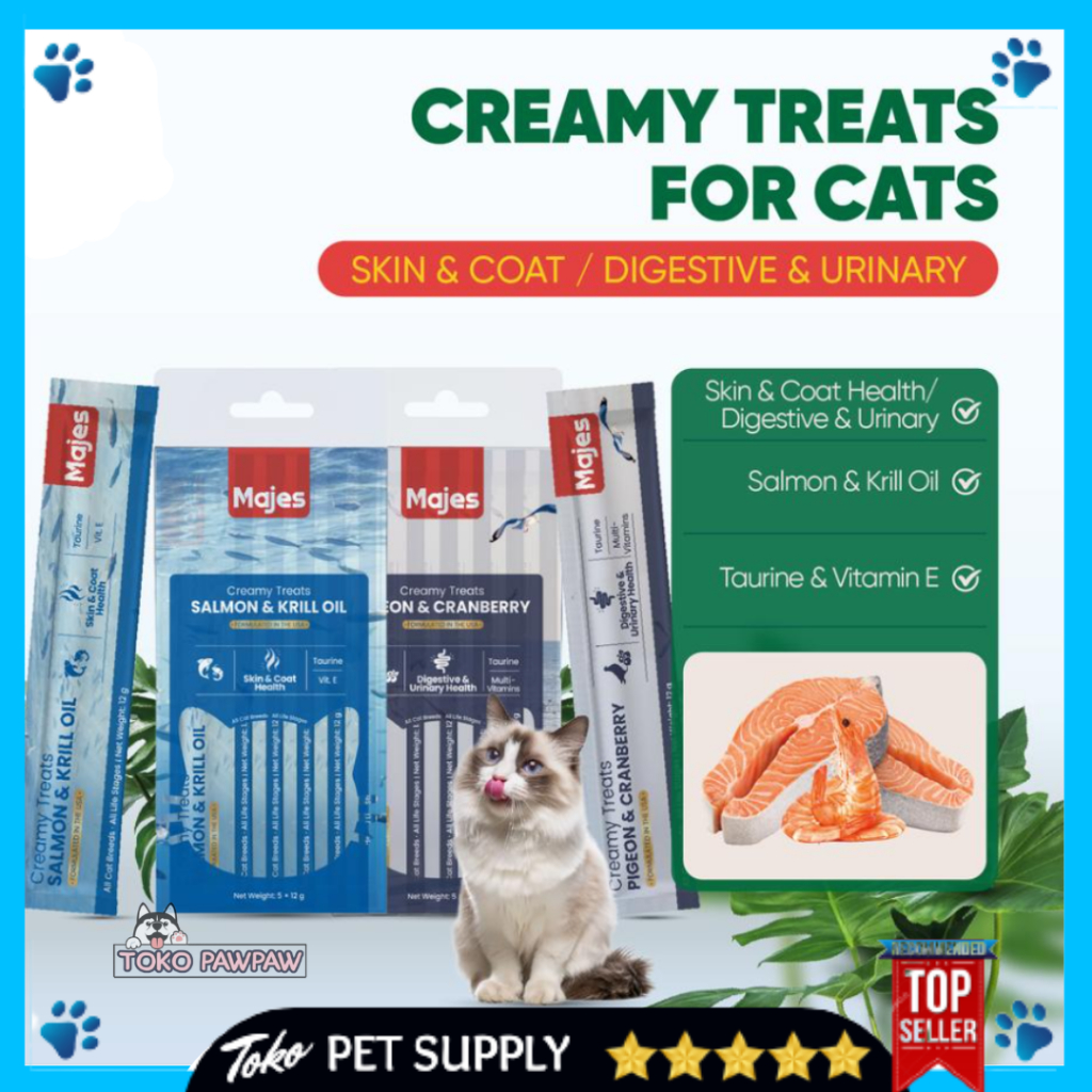 MAJES Creamy Treats 5x12GR Makanan Kucing Wet Cat Food Isi 5 Pakan Kucing Makanan Basah Majes 5x12gr