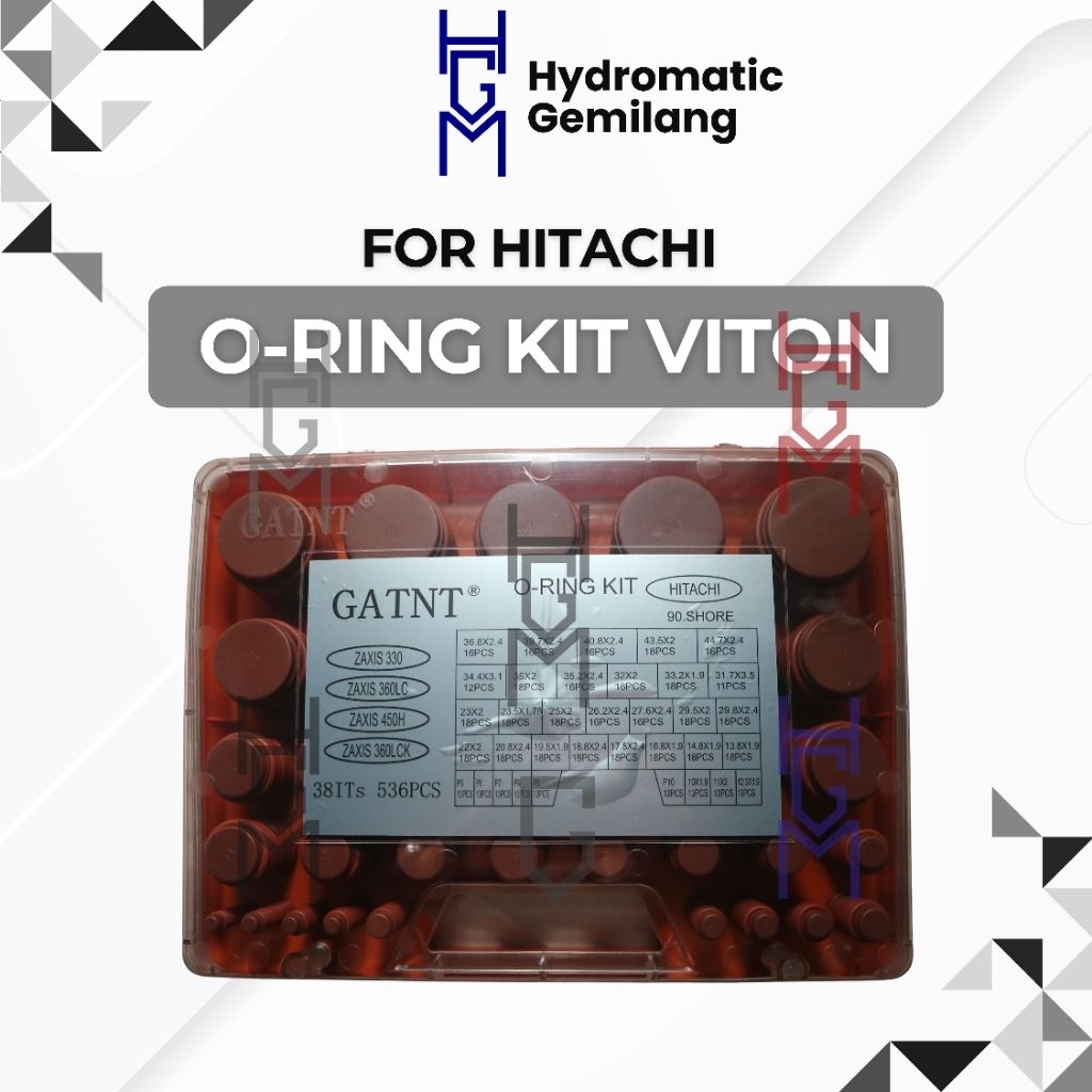 GATNT O-Ring Kit O RING SEAL ORING BOX Viton 468 Pcs 536 Pcs – CAT HITACHI 38ITs – Tahan Panas & Oli