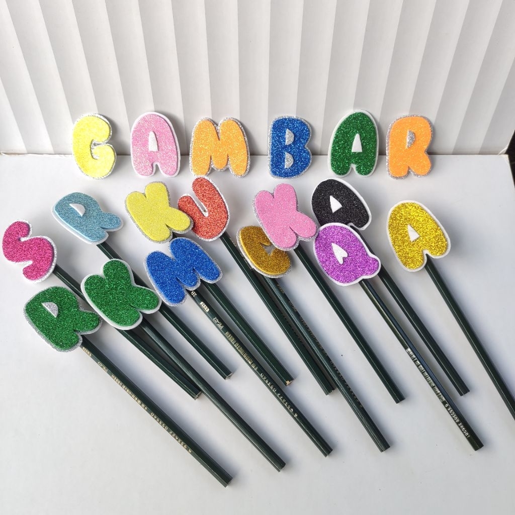 

PENSIL DIY CUSTOM HURUF WARNA WARNI READY