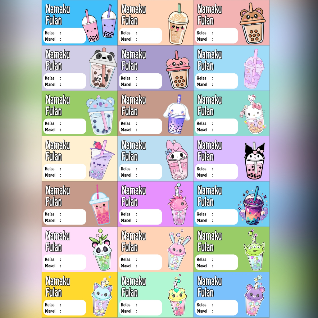 

Stiker Mata Pelajaran Tema BOBA, ES KRIM, DONAT