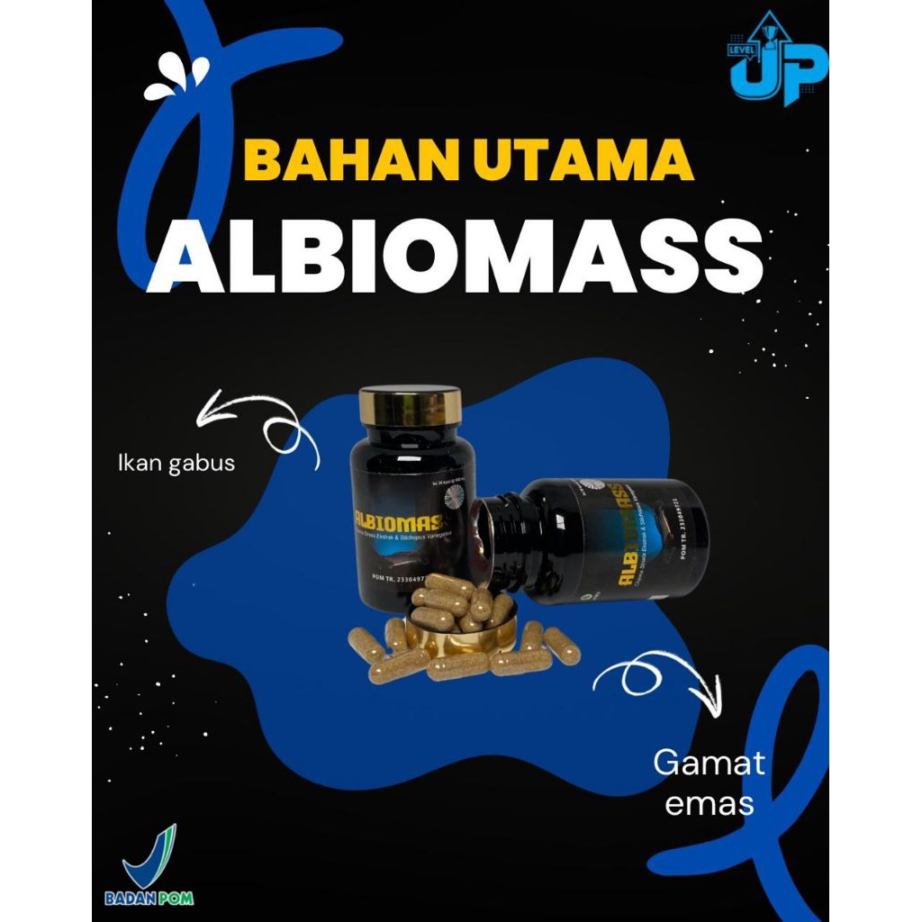 LEVEL UP || ALBIOMASS ALBUMIN  EXTRA IKAN GABUS ISI 30 KAPSUL EXTRA IKAN GABUS & GAMAT EMAS ORIGINAL